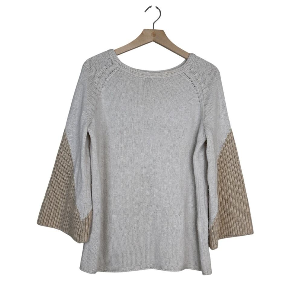 Chico's Womens Pullover Stitch Detail Sleeve Cashmere Wool Blend Sweater